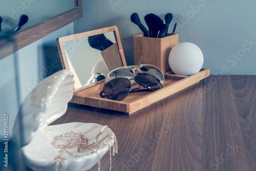 women's accesories on dressing table photo