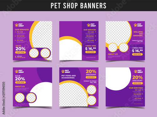 Pet shop square banner template. Promotional banner for social media post, web banner and flyer Vol.9