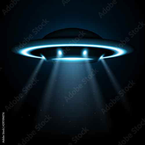 UFO alien flying spaceship with lights