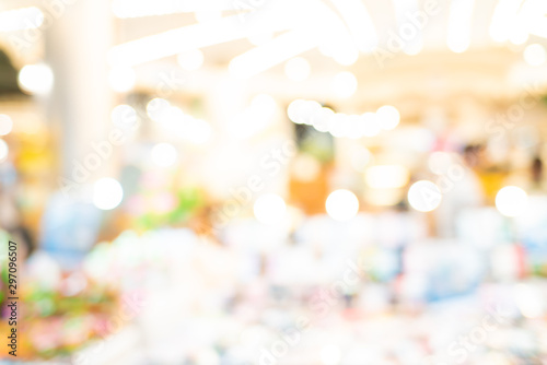 Blurred bokeh people shopping in supermarket moderntrade photo