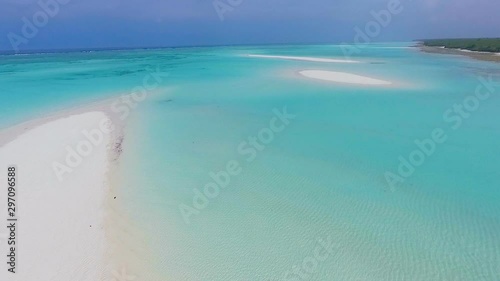 Aerial view Tropical Paradise island turquoise water white sand Zanzibar nungwi beach