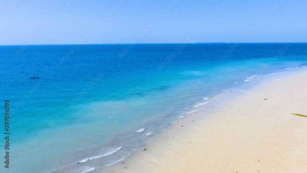 Aerial view Tropical Paradise island turquoise water white sand Zanzibar nungwi beach Aerial view Tropical Paradise island turquoise water white sand Zanzibar nungwi beach