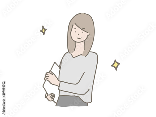 書類を持っている女性