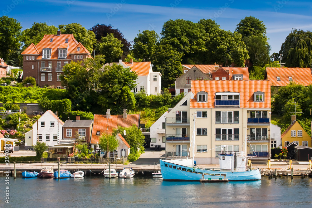  sailingboats at the port of Sonderborg, Sonderborg, Denmark, Europe