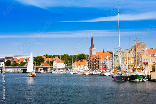  sailingboats at the port of Sonderborg, Sonderborg, Denmark, Europe photo