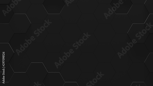 Black Hexagon Futuristic Background With Copy Space (3D Illustration)