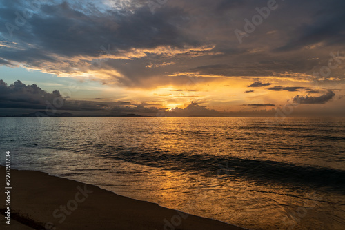 Colorful ocean beach sunset