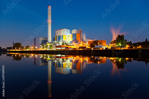 Colorful Waste Incineration Plant At Night