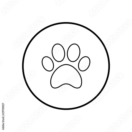 Paw icon vector on white background, Paw Print icon, Dog or cat paw. 