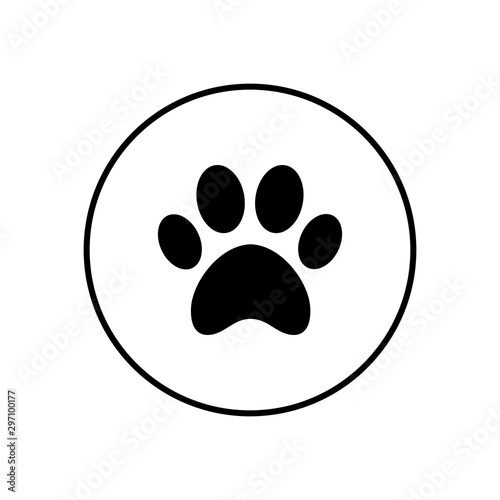 Paw icon vector on white background, Paw Print icon, Dog or cat paw. 