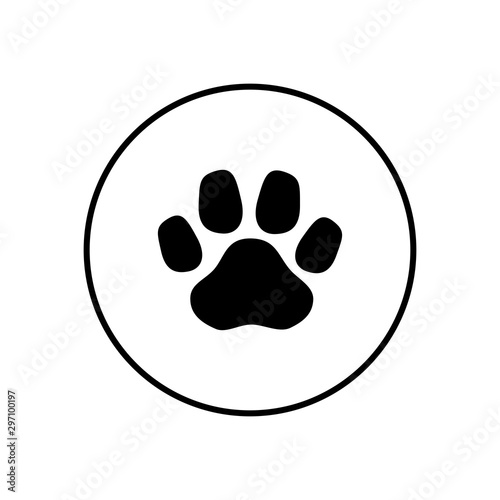 Paw icon vector on white background, Paw Print icon, Dog or cat paw. 