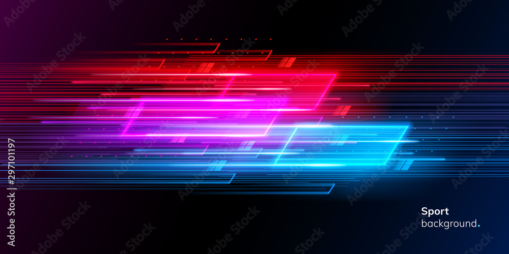 Modern abstract sport background. Trendy geometric neon collage for speed  movement. Night race advertising. Dynamic cover or colourful layout for  sport event. Banner or poster for motion Stock Vector | Adobe Stock