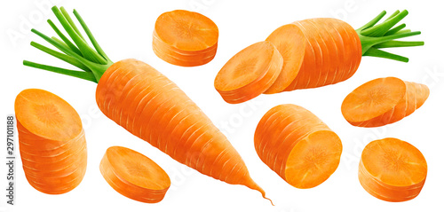 Carrot collection isolated on white background with clipping path