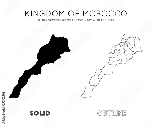 Morocco map. Blank vector map of the country with regions. Borders of Morocco for your infographic. Vector illustration.