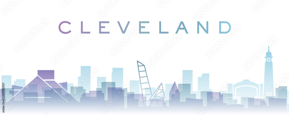 Cleveland Transparent Layers Gradient Landmarks Skyline
