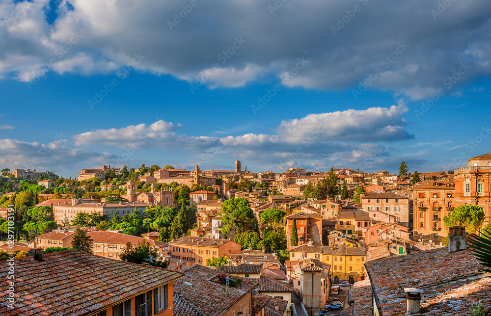 View of the beautiful Perugia medieval historic center