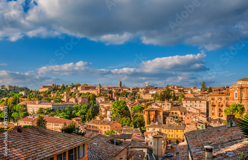 View of the beautiful Perugia medieval historic center photo
