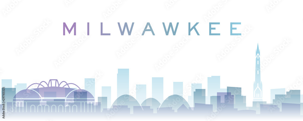 Milwaukee Transparent Layers Gradient Landmarks Skyline