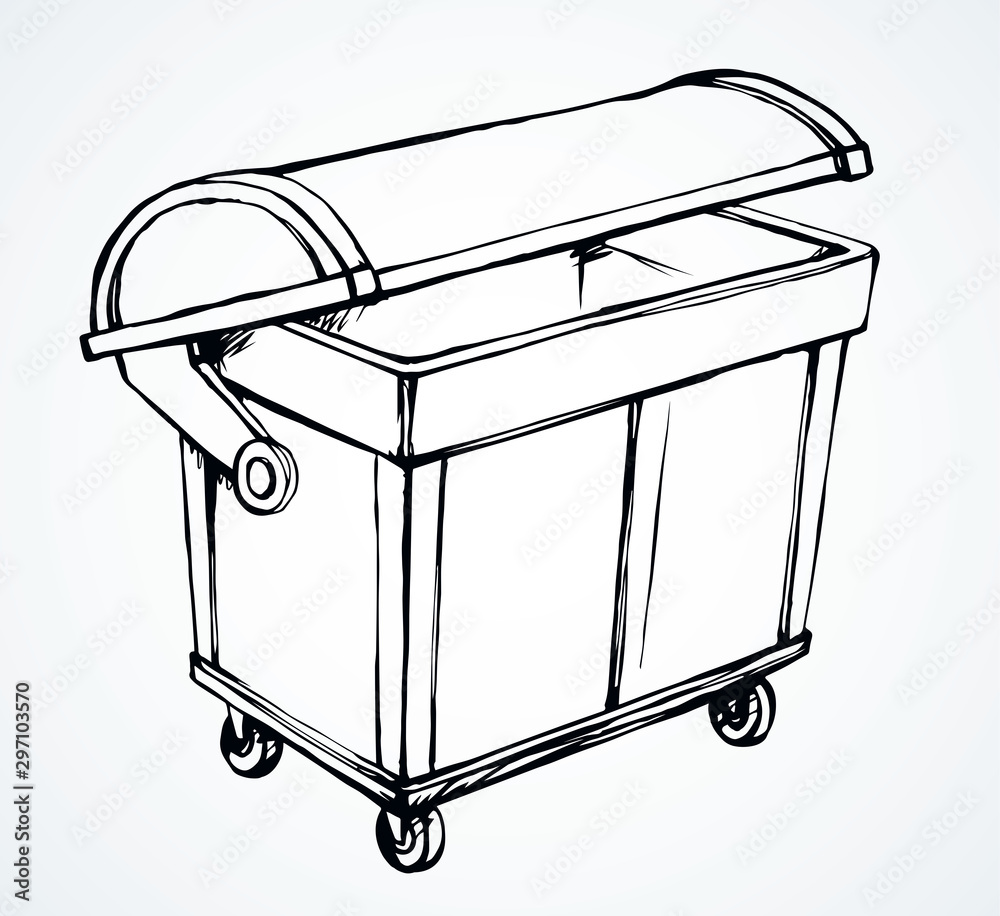 Large street trash can. Vector drawing Large street trash can. Vector drawing