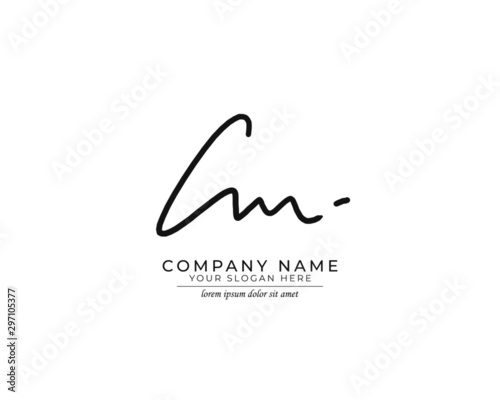 C M CM Initial handwriting logo design. Beautyful design handwritten logo for fashion, team, wedding, luxury logo.
