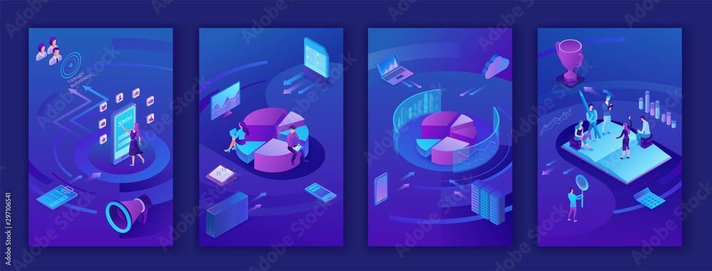 Data analysis center, business people analyze diagram, kpi analytics ...