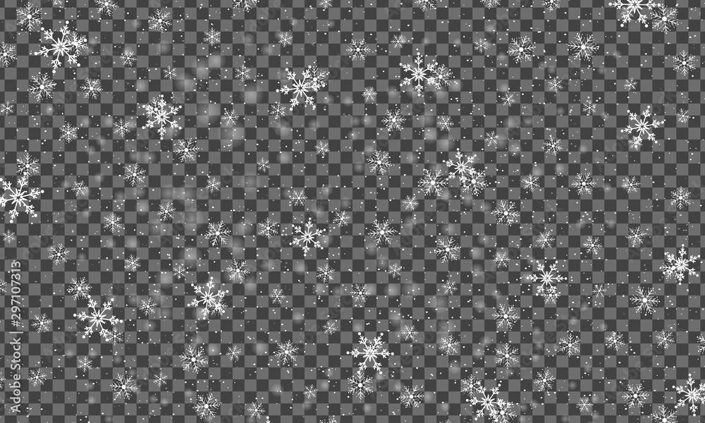 Fototapeta premium Falling snow background. Vector illustration