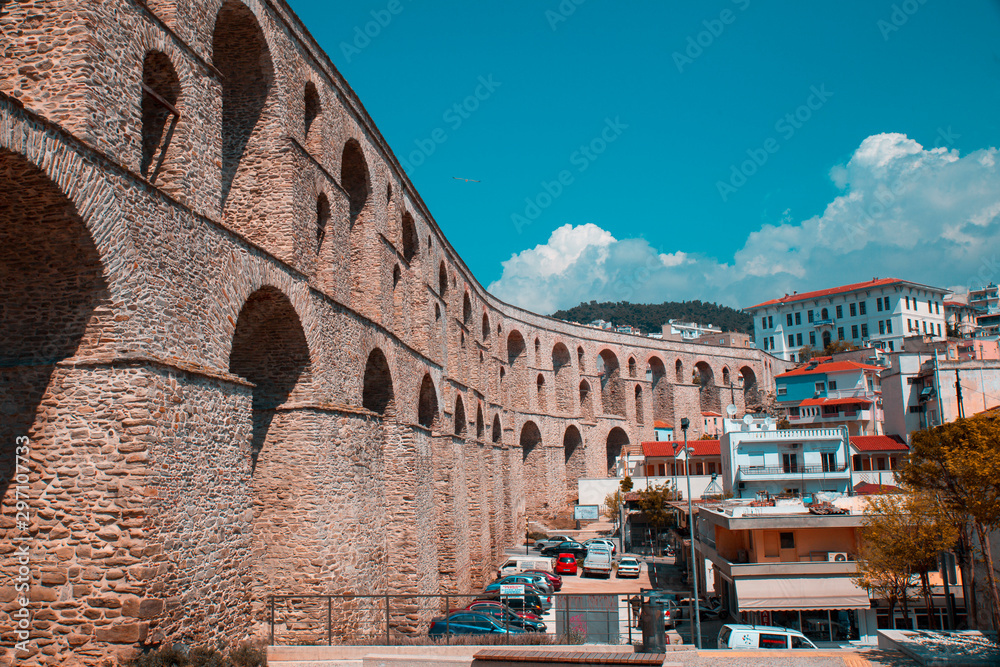 City walls of Kavala, one of the historical cities of Greece
