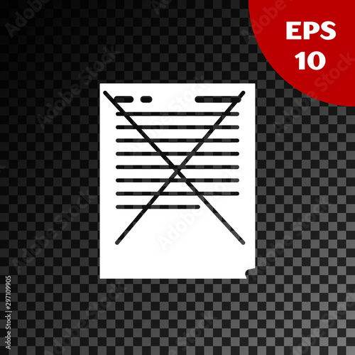 White Exam paper with incorrect answers survey icon isolated on transparent dark background. Bad mark of test results, concept of unsuccessful report. Vector Illustration