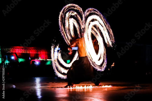 Fire dancer performing at Dubai Desert Safari