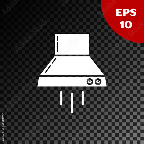 White Kitchen extractor fan icon isolated on transparent dark background. Cooker hood. Kitchen exhaust. Household appliance. Vector Illustration