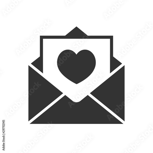Envelope with Heart vector outline icon. Love letter symbol