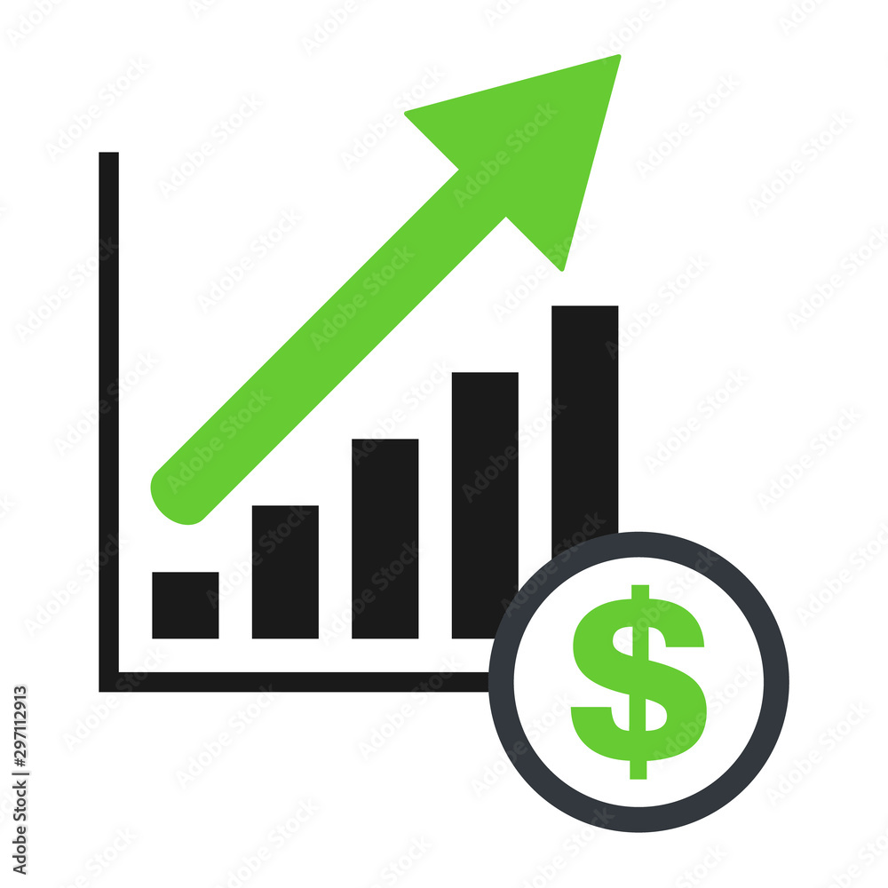 Growing economic symbol, flat modern icon, isolated on white background Growing economic symbol, flat modern icon, isolated on white background