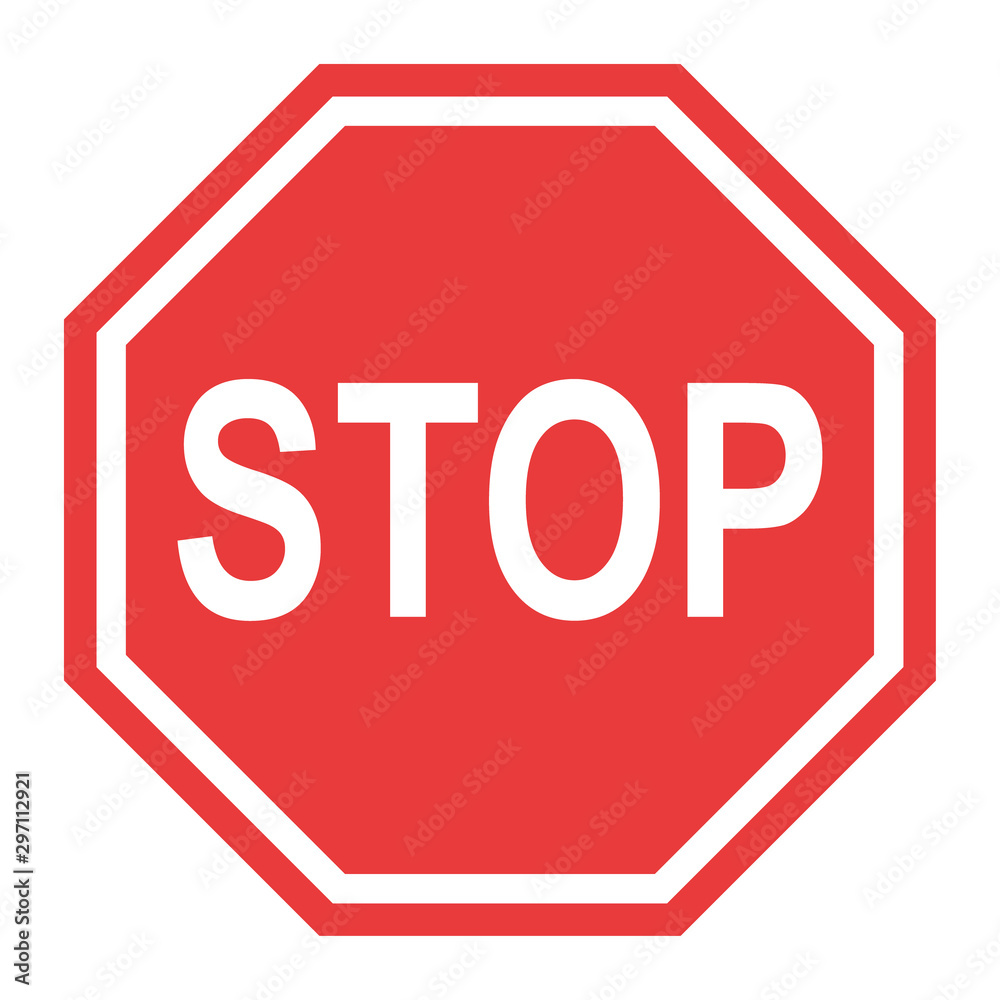 Stop sign, icon STOP vector. Red color singe symbol illustration - obrazy, fototapety, plakaty 