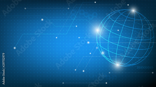 Technology abstract world futuristic communication and connection on blue background,  Hi-tech digital technology and engineering, digital telecom concept, Vector illustration