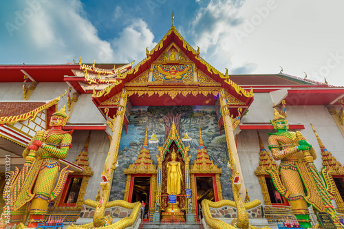 The Golden huge sleeping buddha statue of Wat Bang Phli Yai Klang. Very peaceful atmosphere.