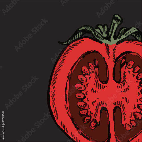 Set of hand drawn tomato. Organic eco food.