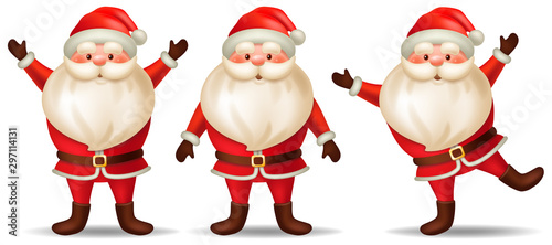 Set cartoon santa claus. Isolated 3d vector illustration on white background.