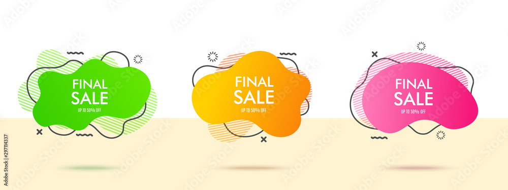 Set of abstract Modern graphic elements with dynamical colored forms. Template for the design of a logo.Vector Illustration