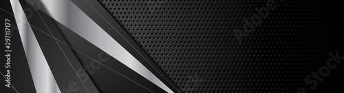 Black silver metal stripes on dark perforated background