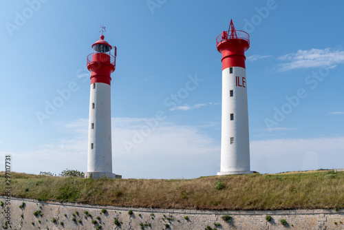 ile d Aix in charente France white red lighthouse headlamp