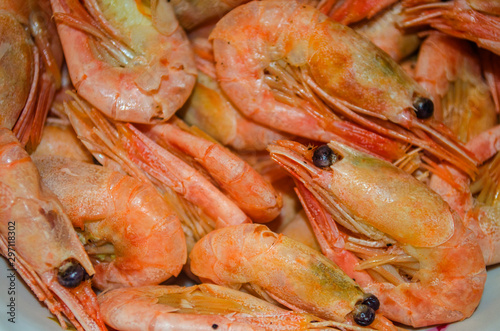 delicious boiled shrimp served on a dish