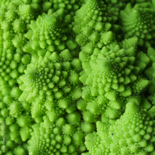Close up of the detail of a Romanesco Broccoli (or Cauliflower) with its natural fractal pattern.