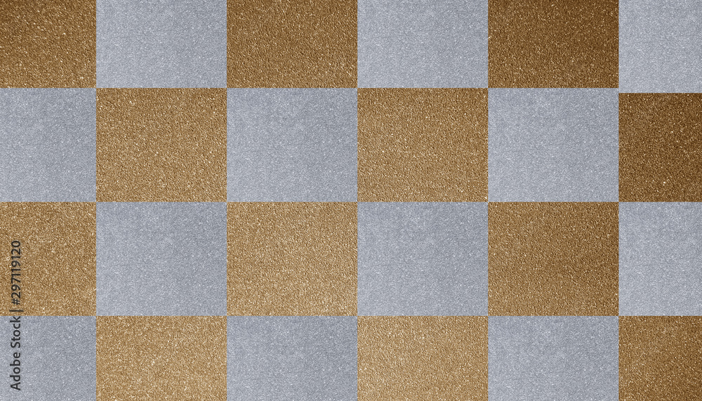 Gold and gray color concrete wall a chess cell. wall background for texture Gold and gray color concrete wall a chess cell. wall background for texture