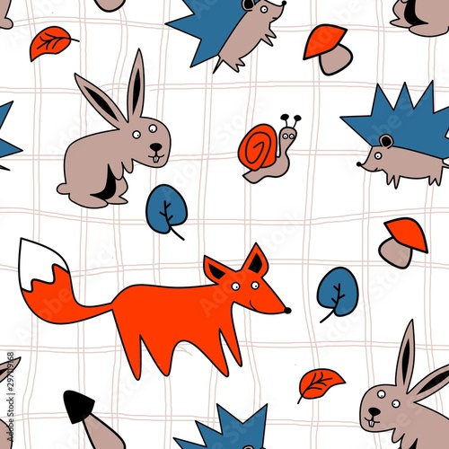 Wood animals seamless pattern