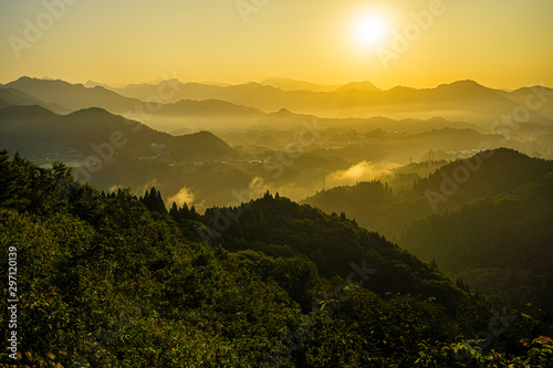 sunrise in mountains, Takachiho, Miyazaki