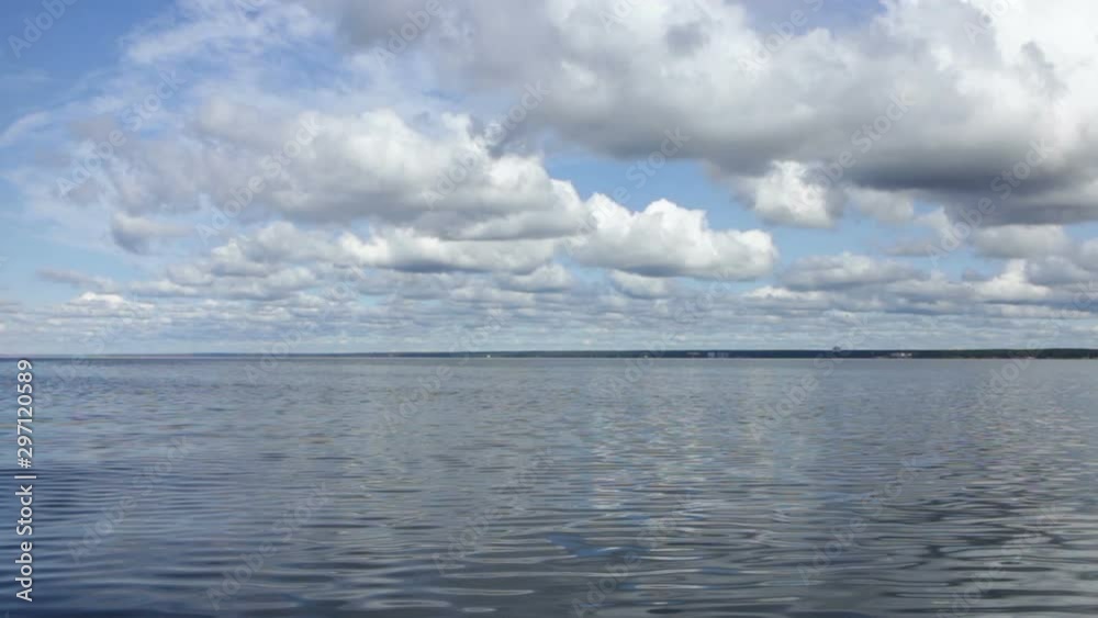 Beautiful seascape, clouds reflected in the sea , View from a boat Beautiful seascape, clouds reflected in the sea , View from a boat