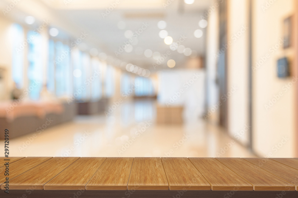 wooden shelves with view blurred backdrop.you can used for display products. or add your own text on space. wooden shelves with view blurred backdrop.you can used for display products. or add your own text on space.