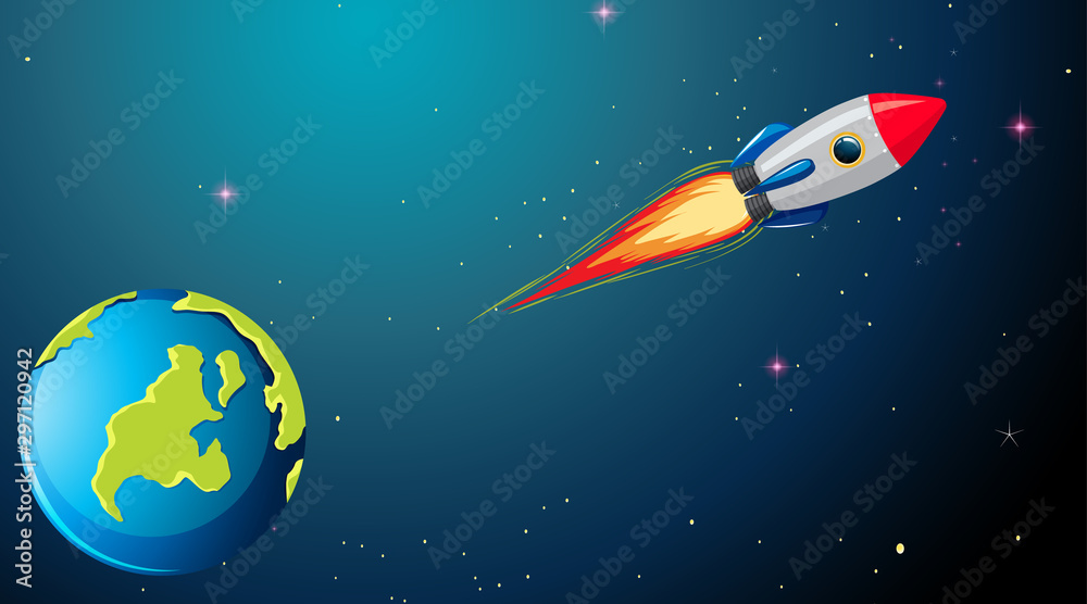 Rocket in space scene Rocket in space scene