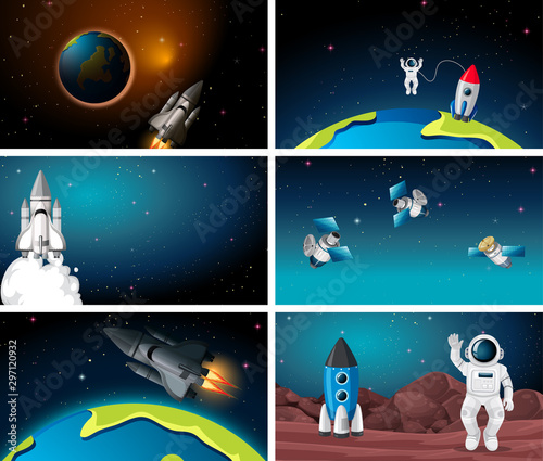 Set of different space scenes © GraphicsRF