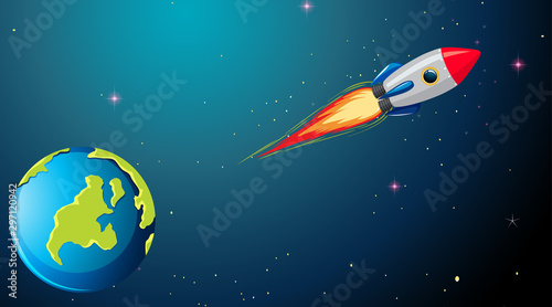 Fototapeta Naklejka Na Ścianę i Meble -  Rocket in space scene